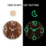 Wooden Wall Clock Luminous Number Hanging Clocks Quiet Dark Glowing Wall Clocks Modern Watches