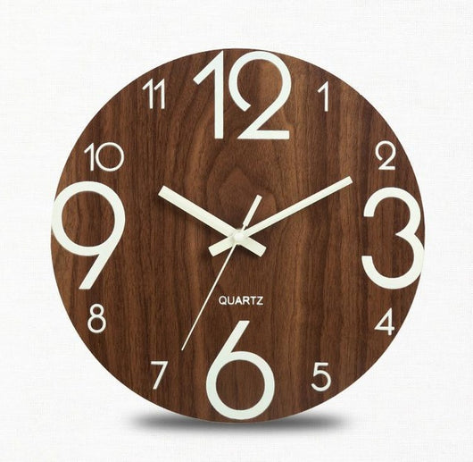 Wooden Wall Clock Luminous Number Hanging Clocks Quiet Dark Glowing Wall Clocks Modern Watches