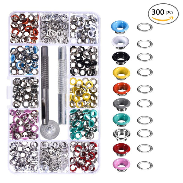 300PCS 5MM Metal Eyelet Buckles + Mounting Tools