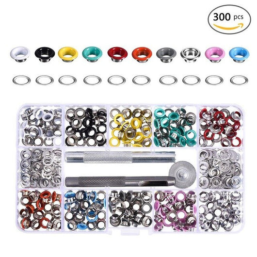 300PCS 5MM Metal Eyelet Buckles + Mounting Tools