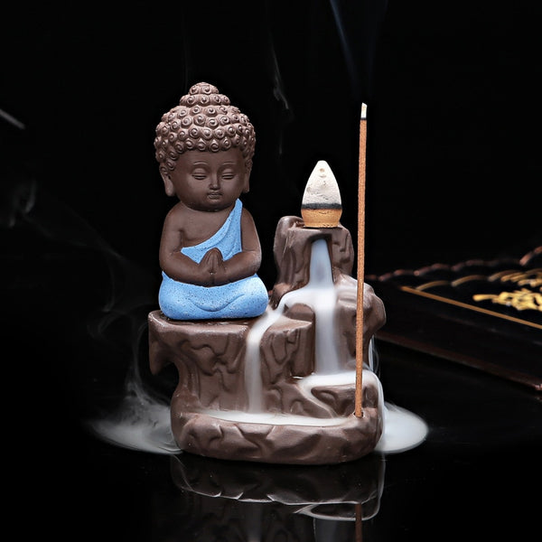 Creative Home Decor The Little Monk Censer Small Buddha Backflow Stick Incense Burner Home