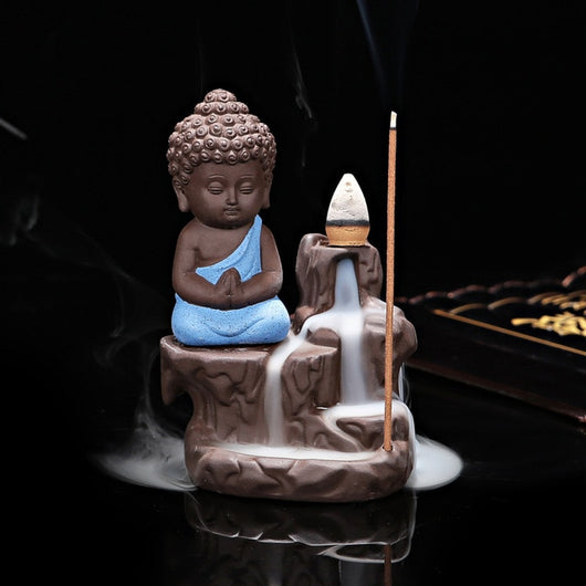 Creative Home Decor The Little Monk Censer Small Buddha Backflow Stick Incense Burner Home