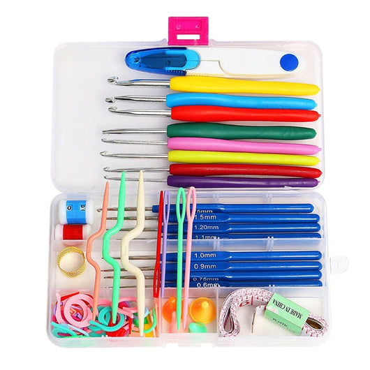 57 in 1 Full Set DIY 16 sizes Crochet Hooks Needles Stitches Knitting Craft Case Crochet agulha set Weaving Tools