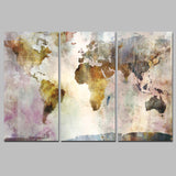 3Panel Watercolor World Map Modular Painting Posters and Prints