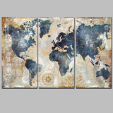 3Panel Watercolor World Map Modular Painting Posters and Prints